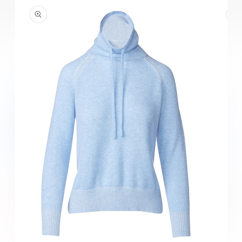 J5 KINROSS Cashmere Como Celeste PLAITED DRAWSTRING FUNNEL Roll Neck